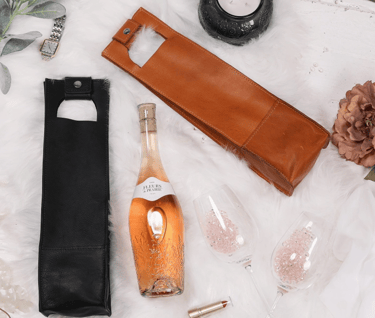 Personalized Leather Gift Wine Tote