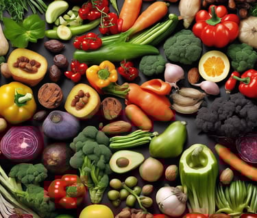 a collage of various types of vegetables and fruits