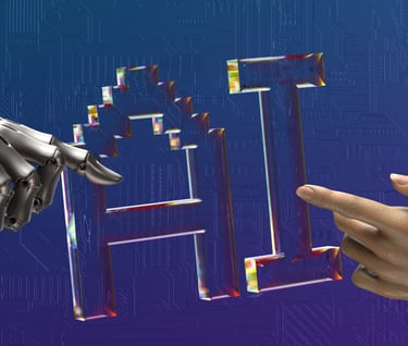 a robot hand touching a human hand