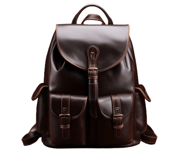 a brown leather backpack with 2 pockets 