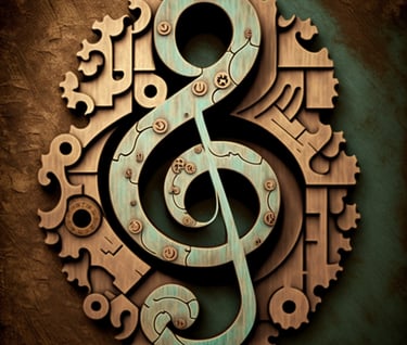 a clock with a musical note on it