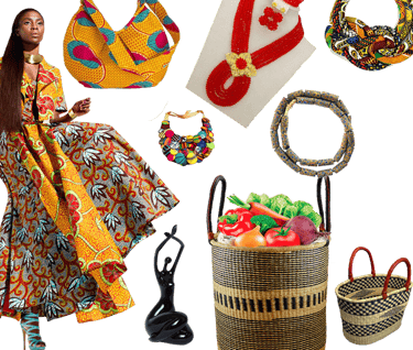The African collectibles: woven basket containing vegetables 
