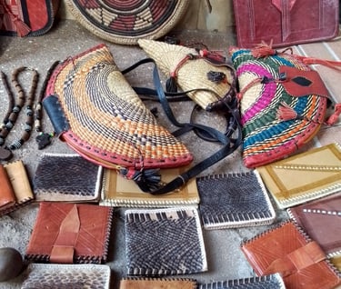 collection of hand-made leather bags