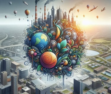 eco-exorbitant cityscape with a globe globe in the middle of it