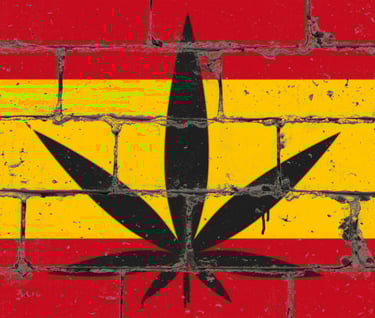 a marijuana leaf on a brick wall with a marijuana leaf Spain cannabis guide info