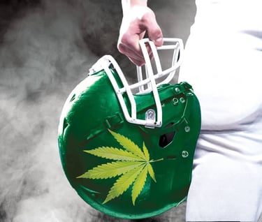 sport cannabis helmet with a marijuana leaf on it