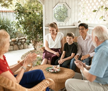 Healthy Relationships - a family gathering in a backyard patio
