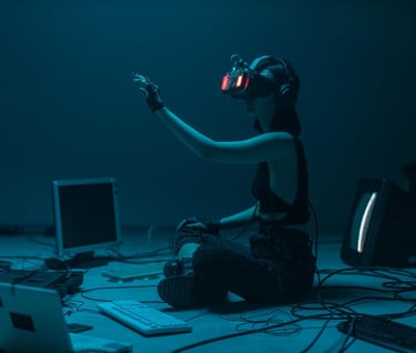 Wearable Technology - a woman in a virtual reality headset
