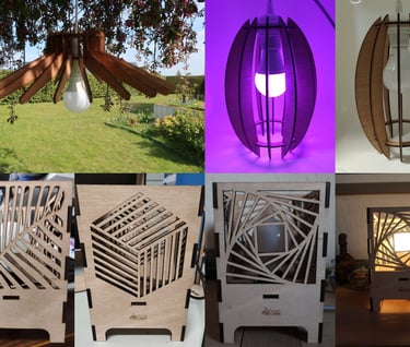 Lampes gravées et découpées au laser
