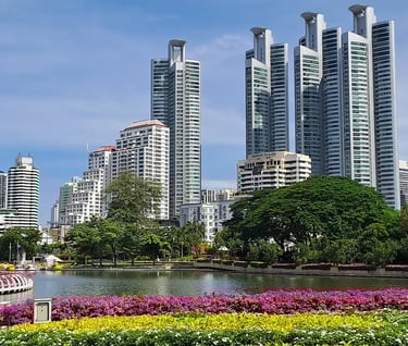 View of East Bangkok from Benchakitti Park
