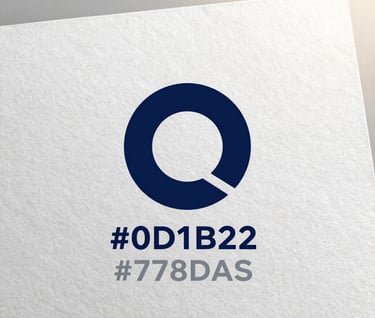 Minimalist logo detail displayed on a textured paper background, using the brand colors #0D1B2A and #778DA9. Soft, natural morning light coming from the side.