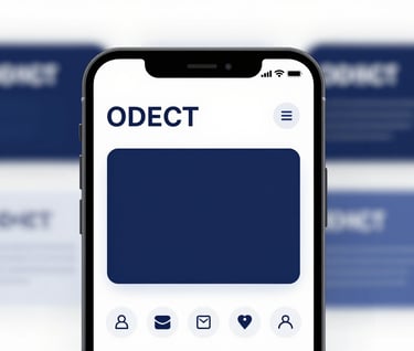 A sleek, modern mobile application mockup displayed on a high-resolution phone screen. The interface design is clean and professional, featuring #0D1B2A and #415A77 accents.