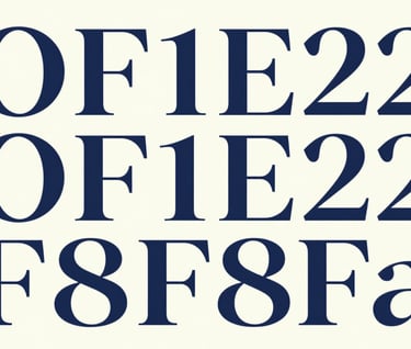 Close-up of a high-end typography specimen showing the details of a custom serif font. Strategic use of #0F1E2E on #F8F8F4 background.
