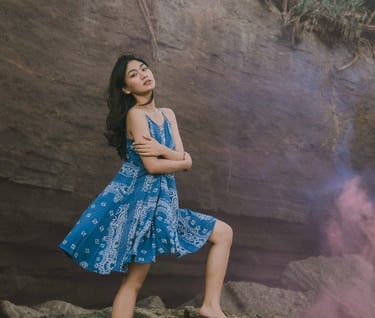 Portrait session on cliff rocks at Pantai Nyanyi Tabanan Bali