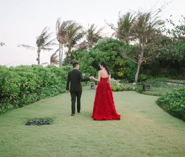 Elegant garden prewedding session at The Ritz-Carlton Nusa Dua Bali.