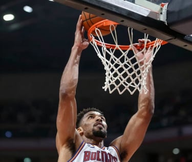 Close-up of a basketball going through the hoop, motion blur, dramatic stadium lighting, dynamic composition with #0D0D0D accents.