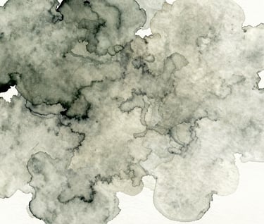 A sophisticated watercolor abstract piece showing pigments of #362C27 and #A89B90 bleeding into textured paper, creating a serene, organic pattern.