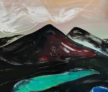 Lago de los Clicos' by Sherezade Morales, a stunning oil painting showcasing Lanzarote's allure.