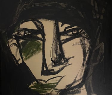 Enchanting mixed media portrait by Sherezade Morales Captivating depth and emotion in every brushs