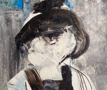 Sherezade Morales' surreal oil paintings showcase a Canarian peasant woman in vibrant colors.