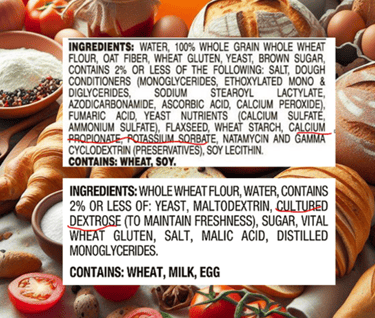 Bread and baked good containing cultured dextrose