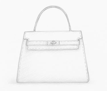 Bleistiftskizze einer Handtasche für Damen aus Leder mit Henkel | LEDERNETZWERK