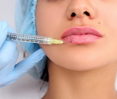 a woman getting her lips filler