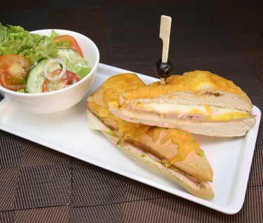 special Ameia sandwich with vegetable side salad