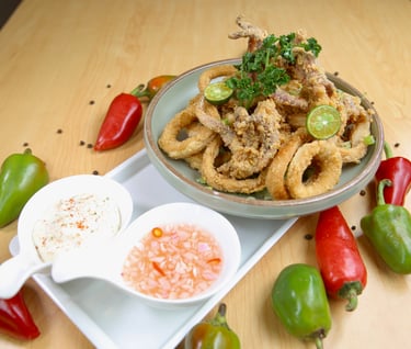 a plate serving of Calamari