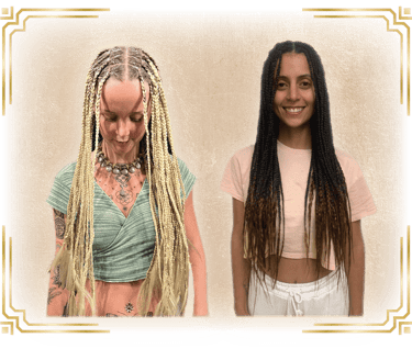 2 women with box braids