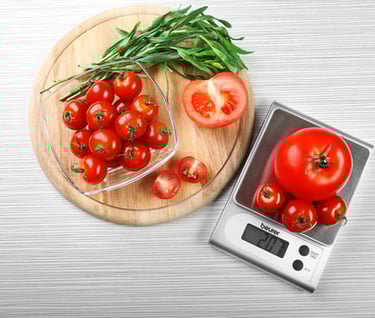 a food scale with vegetables on it
