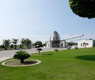a white church with a large white tower