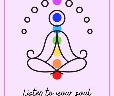 a person sitting in a lotus position with a colorful chakrai