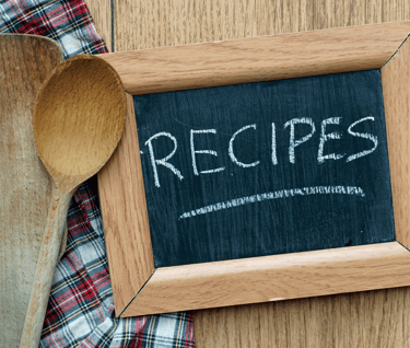 recipe sign on kitchen table