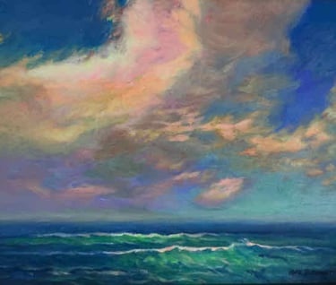 Alaskan Waters with clouds in the sky oil on canvas giclee available