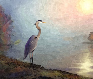 Heron on the water painting