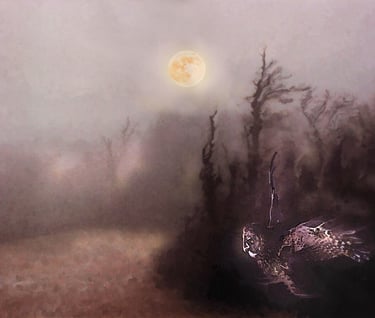 owl in the moon painting