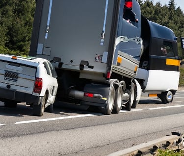 a truck involved in a jackknife accident 