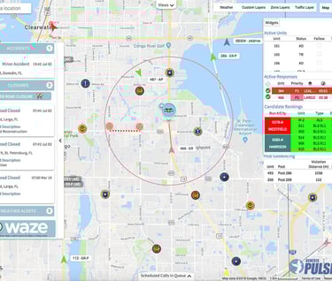 PULSE Software utilizes Waze to see Wazer reported crash alerts.
