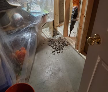 framing work during a bathroom remodeling job