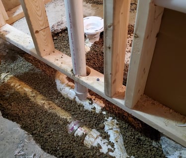 rough installation work for a bathroom remodeling project