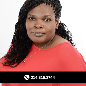 a woman with a red shirt and a necklace