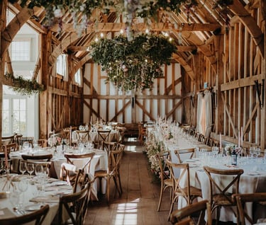 Rustic ceremony setup at Gate Street Barn in Surrey