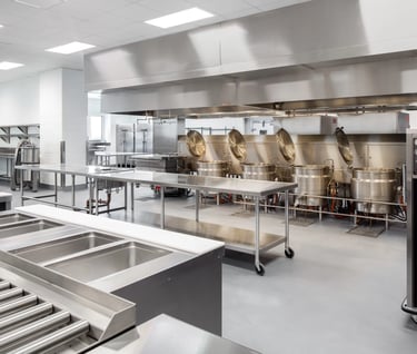 Stainless steel bench Adelaide for high-capacity industrial kitchens.