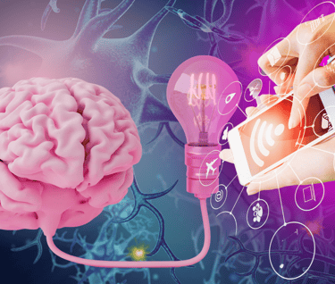 cérebro em conexão com o mundo digital intermediado pelo marketing digital