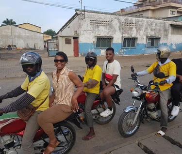 Tourists on the Scooters in Benin