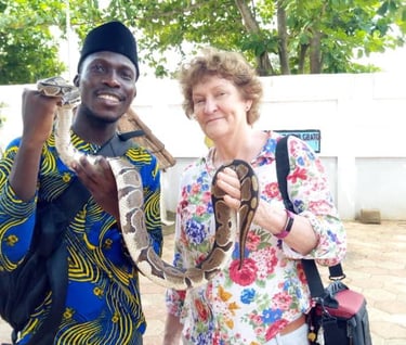 Tourist Visiting Pythons Temple in Benin
