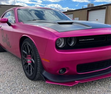 A full color change, satin metalic pink. Elite Car Wraps, Las Cruces, NM