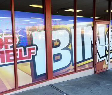 Window perf on a business store front in Las Cruces, NM