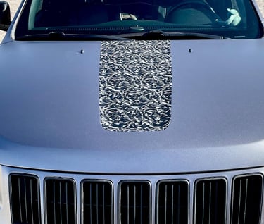 Color change vinyl wrap on a jeep grand cherokee with camo accents in Las Cruces, NM 